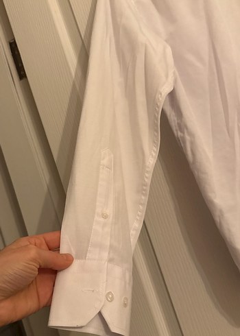 Düğmeli Beyaz Keten Erkek Gömlek kigılı marka - Görsel 6