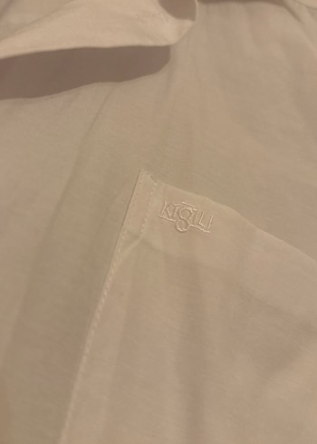 Düğmeli Beyaz Keten Erkek Gömlek kigılı marka - Görsel 4