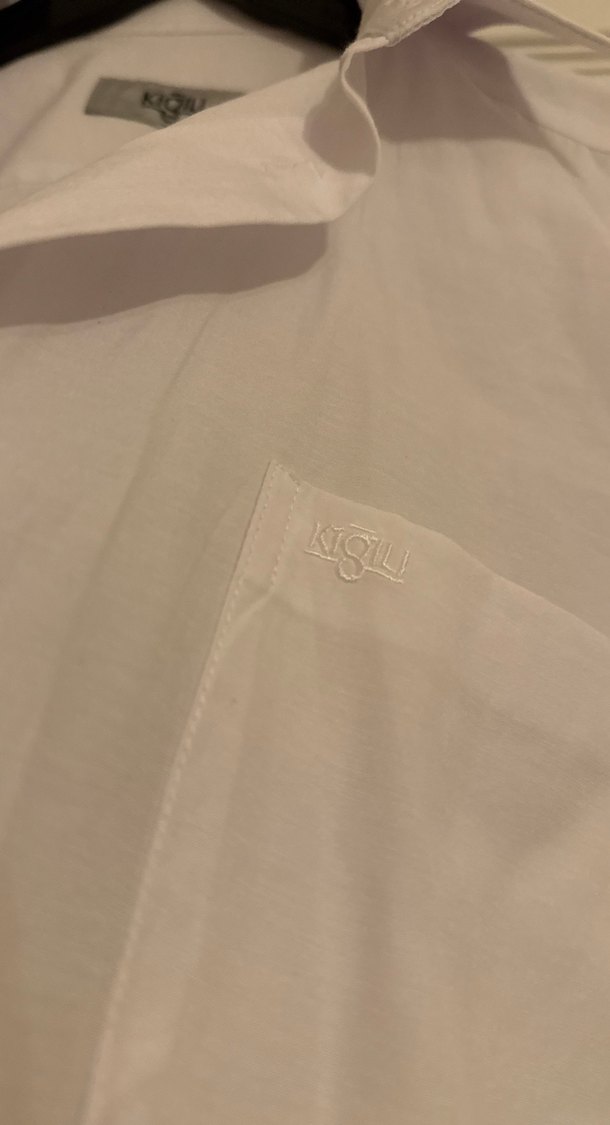 Düğmeli Beyaz Keten Erkek Gömlek kigılı marka - Görsel 4