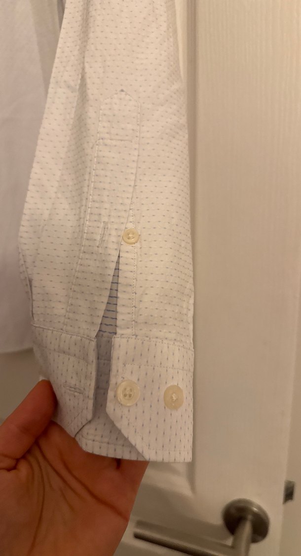 Erkek Beyaz Keten Uzun Kollu Gömlek - Görsel 5
