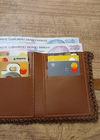 Örgü Kahverengi kadın cuzdan. Deri kartlikli. citcit kilitli. - Görsel 2