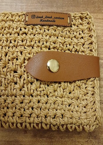 Hasir Örgü Bohem, taba rengi deri kartlikli Kadın cuzdan - Görsel 10