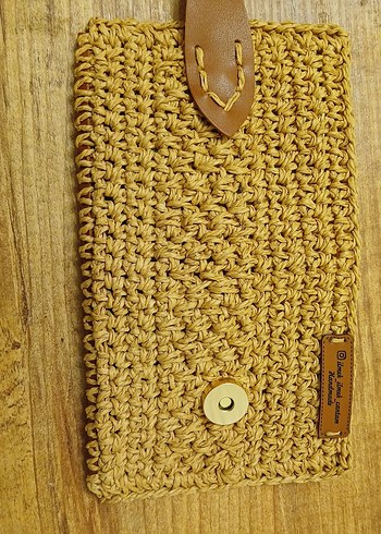 Hasir Örgü Bohem, taba rengi deri kartlikli Kadın cuzdan - Görsel 7