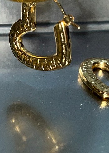 Altın Renkli Kalp Küpe - Görsel 4