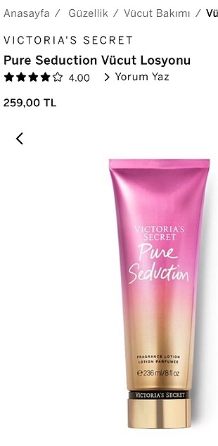  Beden Renk Victoria?s Secret Pure Seduction Vücut Losyonu