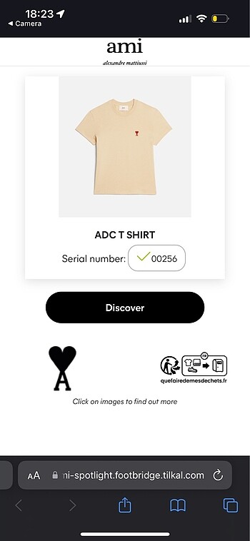 s Beden ten rengi Renk Ami Paris Tshirt Krem (Vanilya)