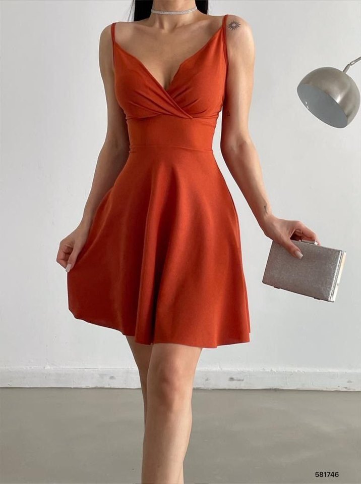 kruvaze yaka elbise - Görsel 2