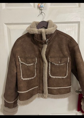 Kürklü Süet Kısa Kadın Ceket - Görsel 2