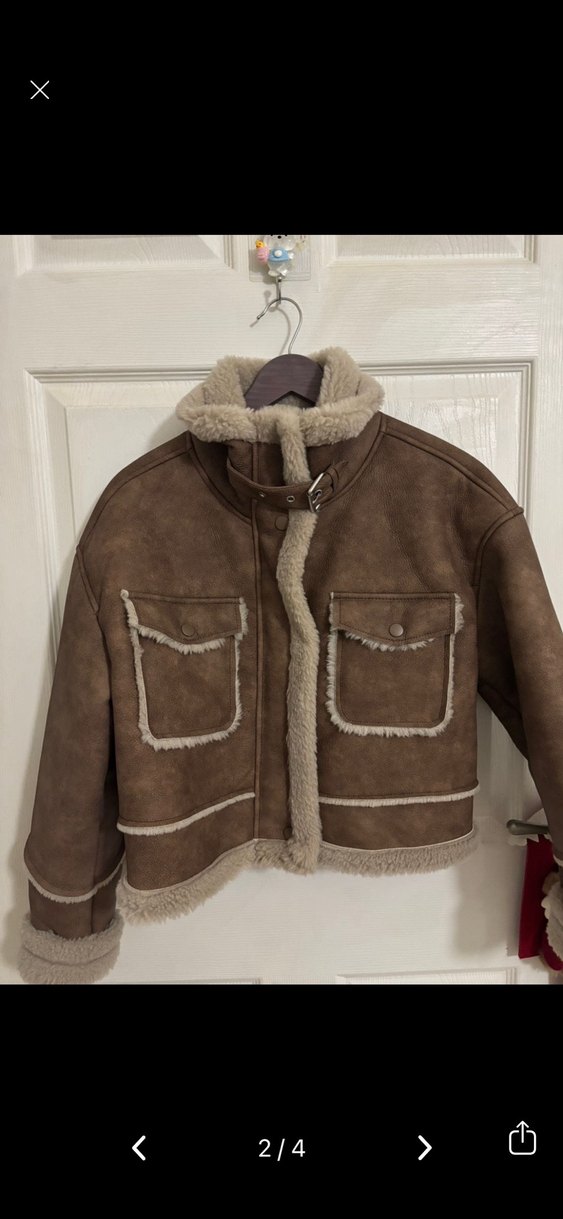 Kürklü Süet Kısa Kadın Ceket - Görsel 2