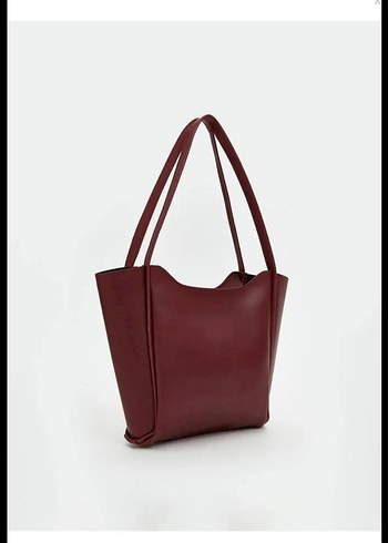 Zara Bordo Deri Kadın Minimalist Çanta
