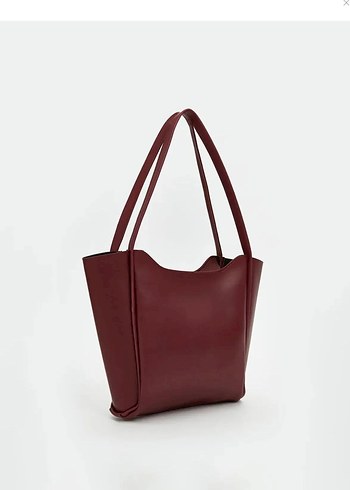 Zara Bordo Minimalist Deri Kadın Çanta