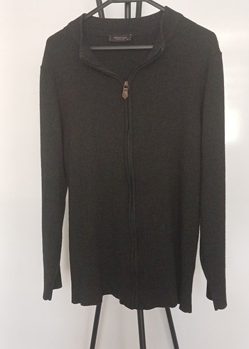 antrsıt renk kigılı marka  Fermuarlı Erkek Yün Kazak - Görsel 2