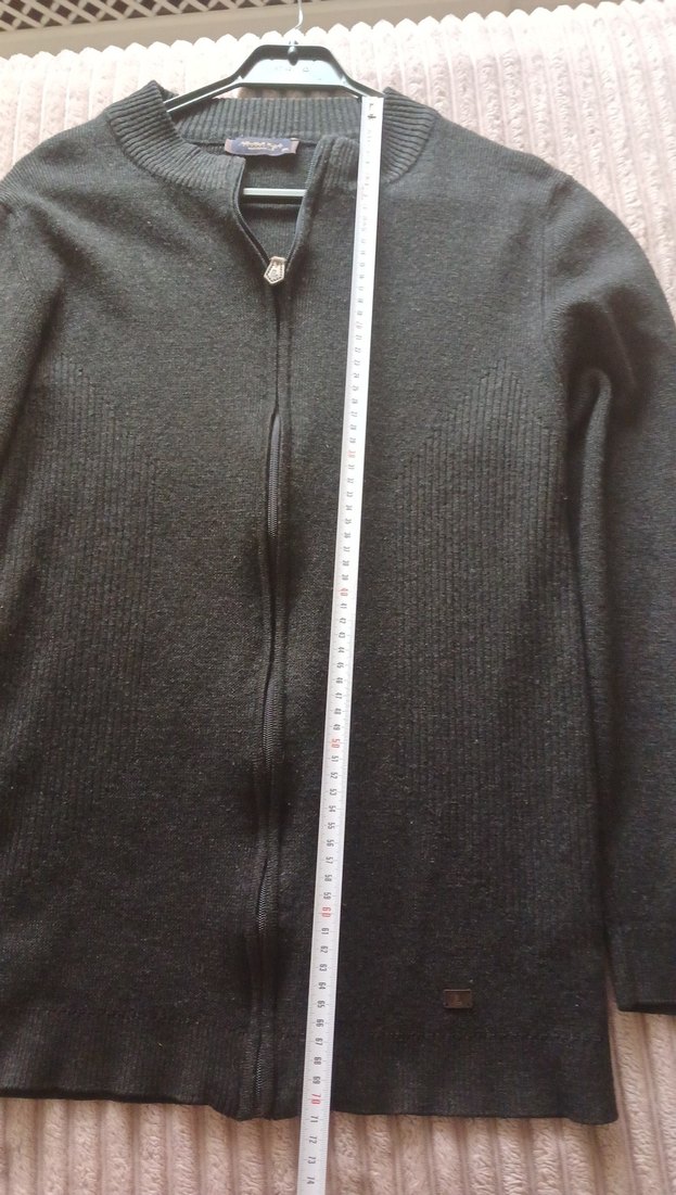 antrsıt renk kigılı marka  Fermuarlı Erkek Yün Kazak - Görsel 5