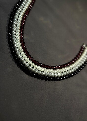 Tasarımcı choker boy siyah inci kolye