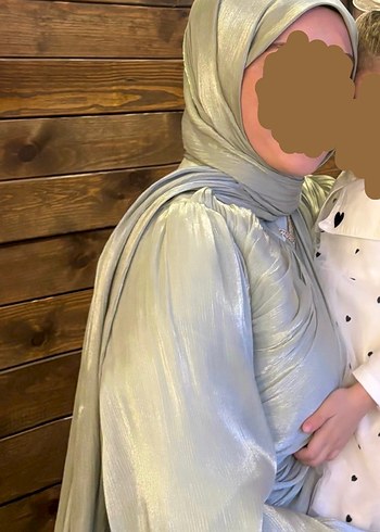 42 Beden Su yeşili jan jan kumaş abiye elbise +şal