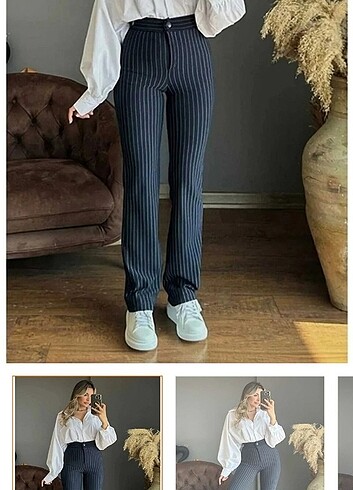 Çizgili kumaş pantalon