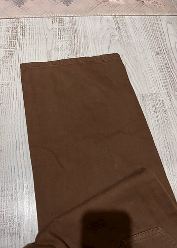 38 Beden kahverengi Renk Bershka Kadın Kahverengi Süet Geniş Paça Pantolon