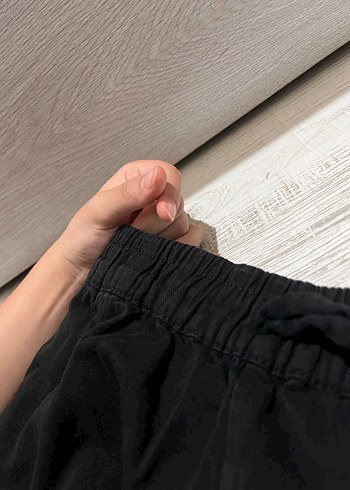 Diğer Siyah Keten Mini Bol Kesim Kadın Pantolon