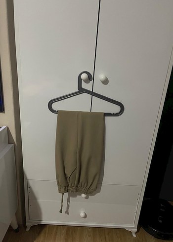 44 Beden Bej Beli Bağcıklı Midi Kadın Kumaş Pantolon