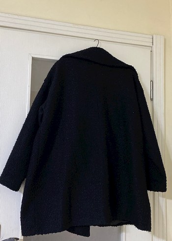 Siyah Midi Boy Düğmeli Kadın Kaban - Görsel 2