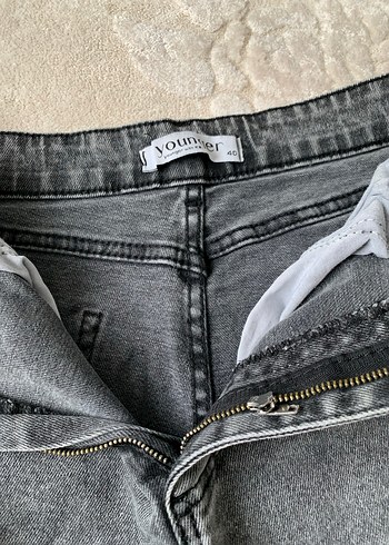 Gri Bol Kesim Kadın Denim Pantolon - Görsel 4