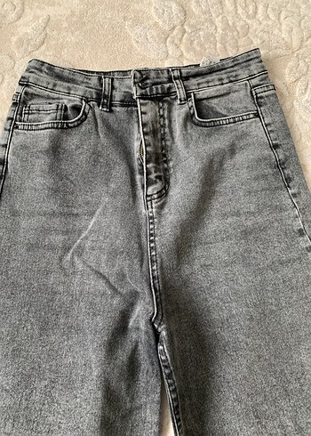 Gri Bol Kesim Kadın Denim Pantolon - Görsel 2