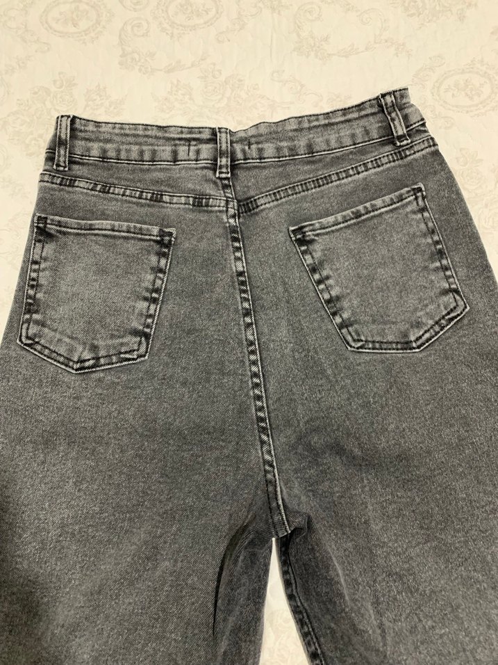 Gri Bol Kesim Kadın Denim Pantolon - Görsel 3