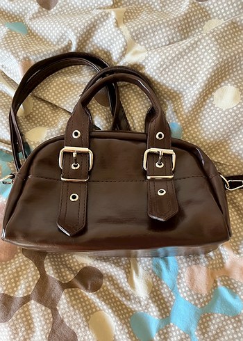 Kahverengi Deri Tokalı Kadın Çanta - Görsel 3