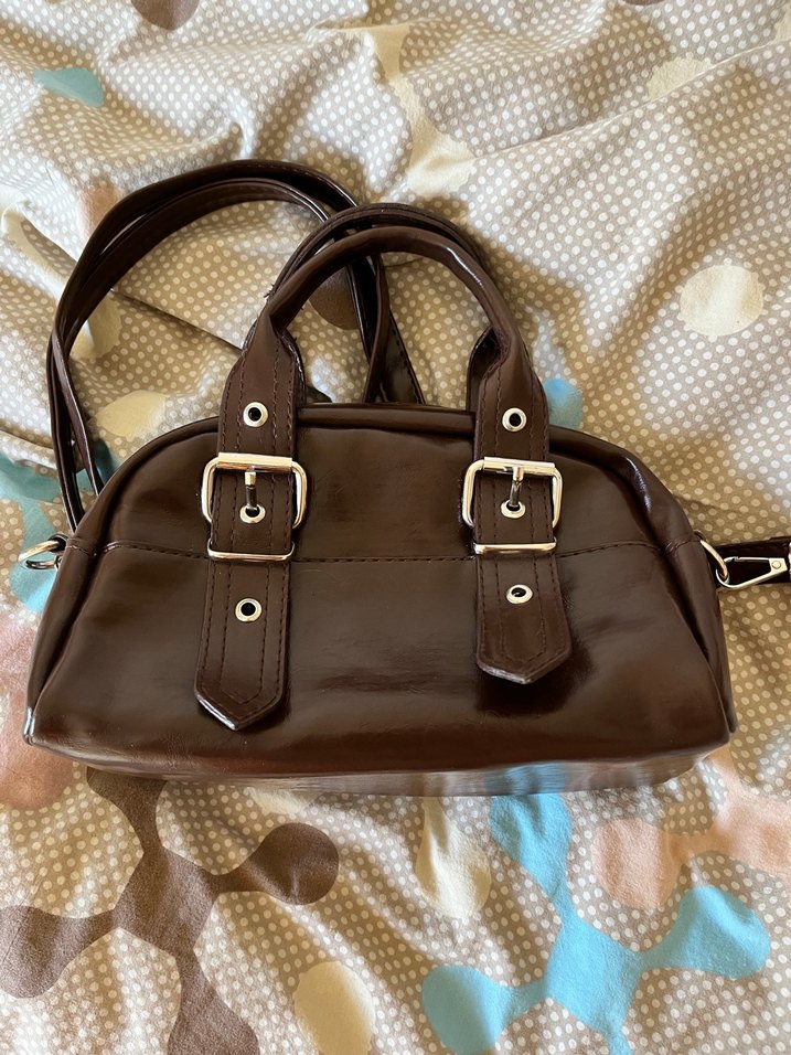 Kahverengi Deri Tokalı Kadın Çanta - Görsel 3