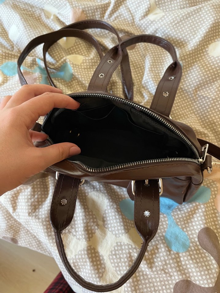 Kahverengi Deri Tokalı Kadın Çanta - Görsel 2