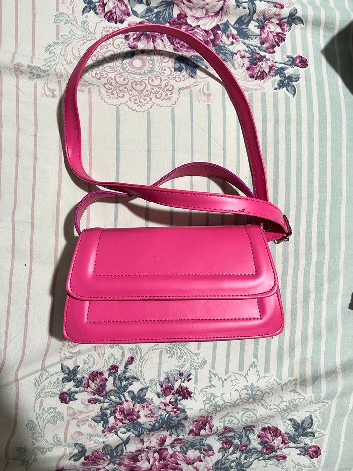 Pembe Kadın Omuz Çantası Tokalı - Görsel 2