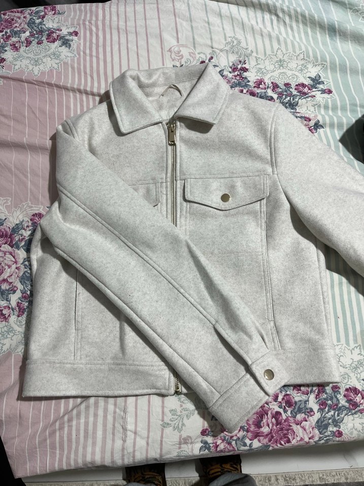 Gri Kadın Fermuarlı Midi Ceket - Görsel 3