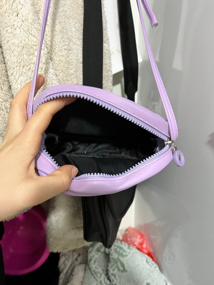 Pastel Mor Deri Kadın Çapraz Çanta - Görsel 2