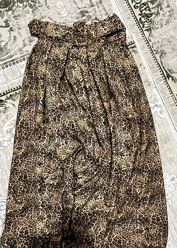 Kahverengi Midi Yılan Desenli Etek - Görsel 4