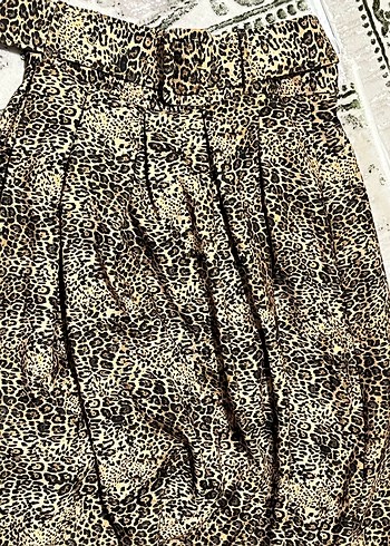 Kahverengi Midi Yılan Desenli Etek - Görsel 3