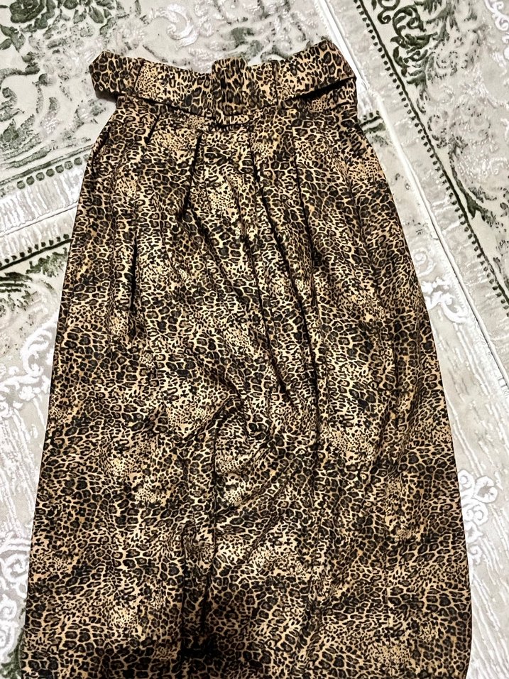 Kahverengi Midi Yılan Desenli Etek - Görsel 4