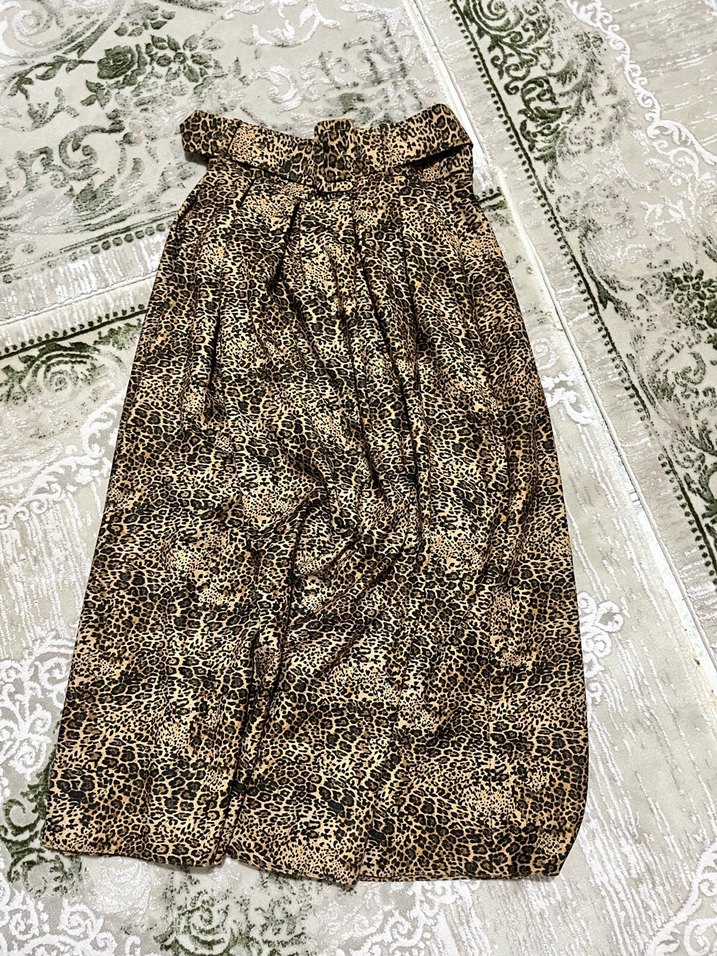 Kahverengi Midi Yılan Desenli Etek - Görsel 2