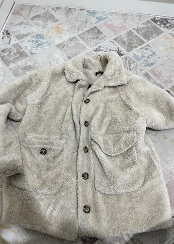 Kadın Beyaz Kürklü Midi Kaban - Görsel 2