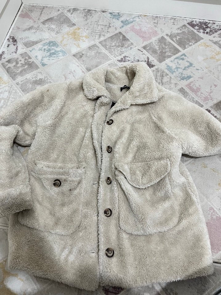Kadın Beyaz Kürklü Midi Kaban - Görsel 2