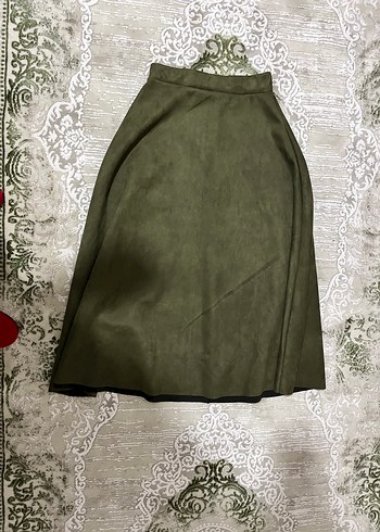 Kadın Süet Dantel Detaylı uzun  Haki Pantolon - Görsel 2