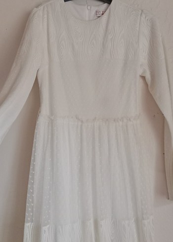 Uzun Kollu Beyaz Bohem Uzun Elbise - Görsel 6