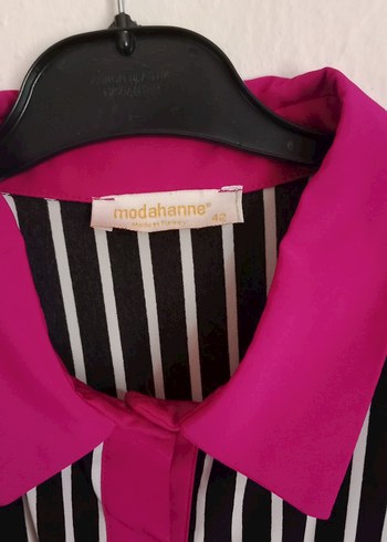 Pembe Detaylı Çizgili Tunik - Görsel 4