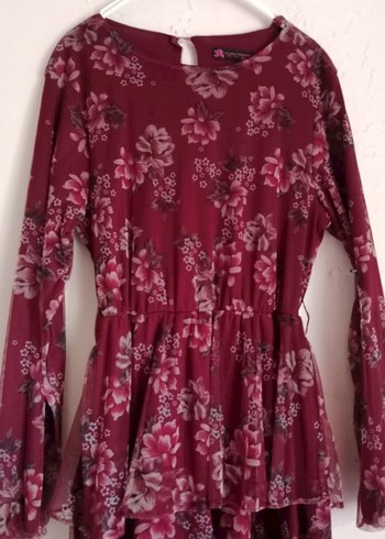 Bordo Uzun Kollu Bohem Uzun Elbise - Görsel 2