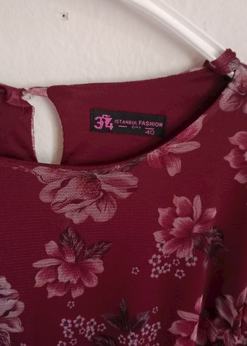 Bordo Uzun Kollu Bohem Uzun Elbise - Görsel 5