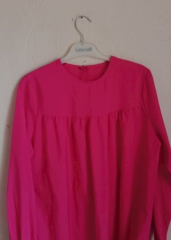 Pembe Uzun Fırfırlı Salaş Elbise - Görsel 2