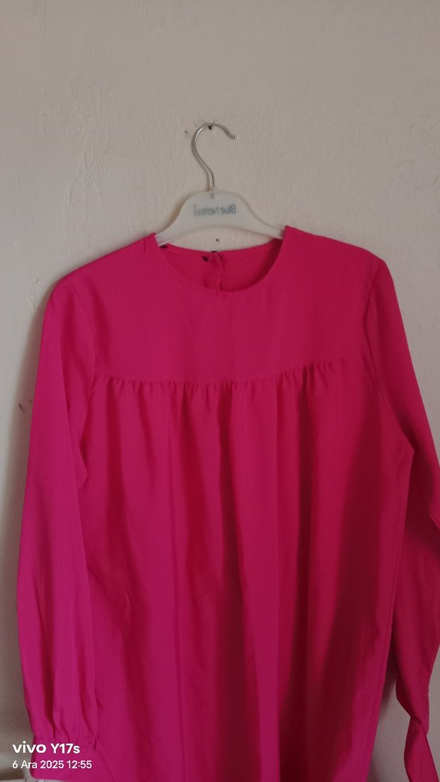 Pembe Uzun Fırfırlı Salaş Elbise - Görsel 2