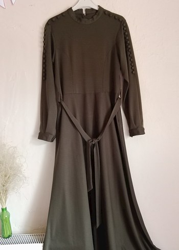 Düğmeli Uzun Kollu Siyah Gotik Elbise - Görsel 2