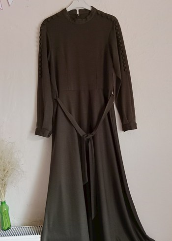 Düğmeli Uzun Kollu Siyah Gotik Elbise - Görsel 3