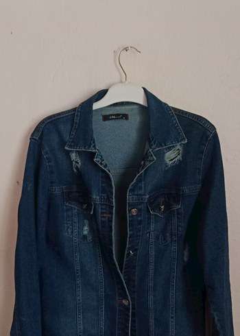 Düğmeli Mavi Kadın Denim Ceket - Görsel 5