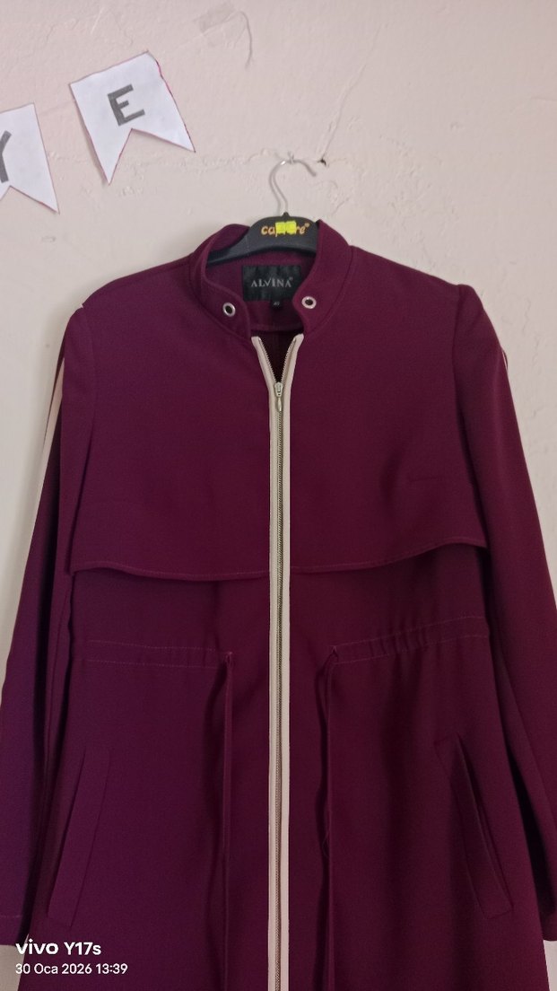 mor Uzun Kollu Hamile Kabanı - Görsel 5